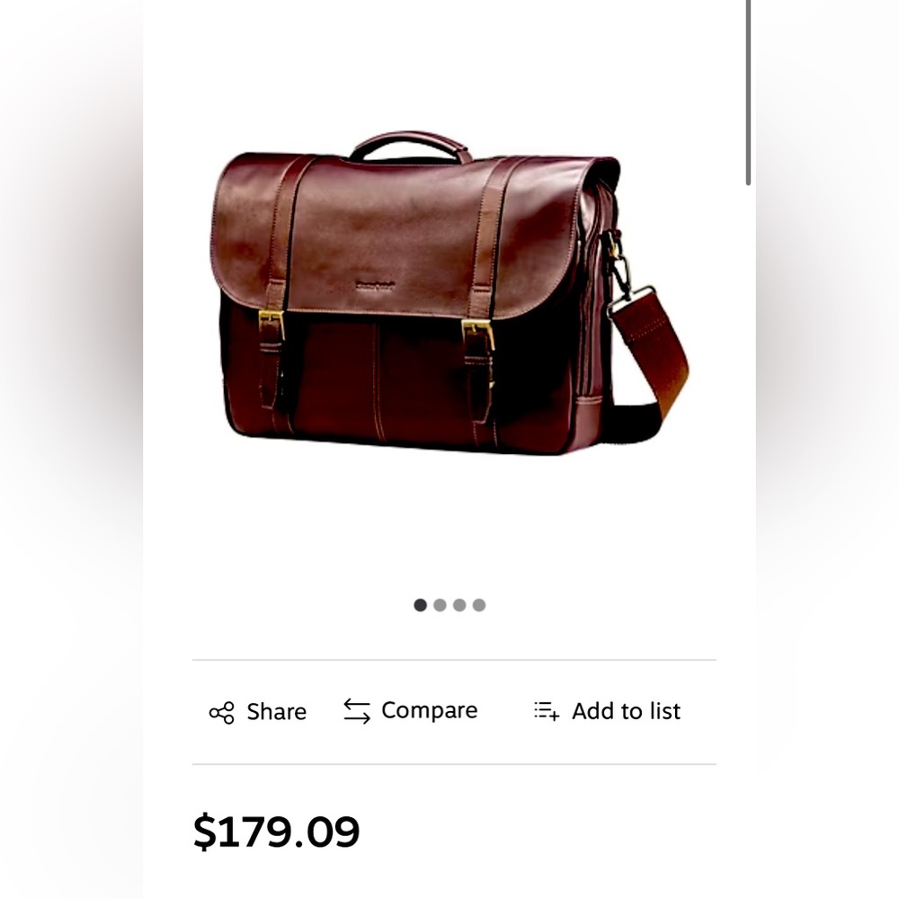 Samsonite Flapover Case Double Gusset Laptop Notebook BROWN LEATHER NEW